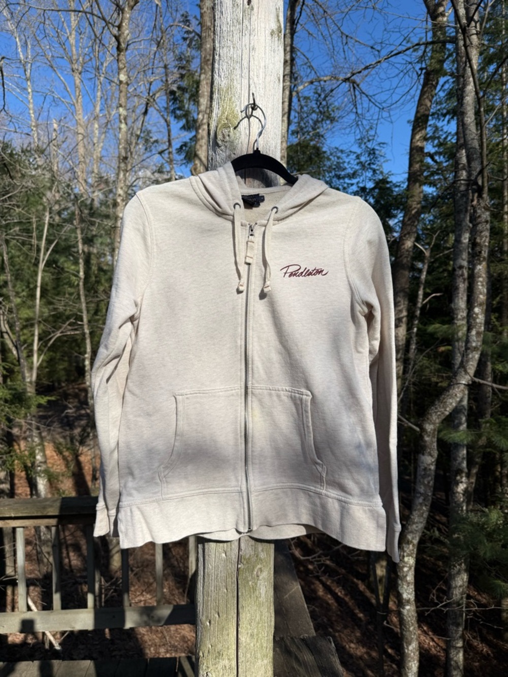 Pendleton Natural Cream Pullover Hoodie with Label Detail